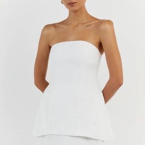 NWT DISSH Lara White Linen Strapless Top
